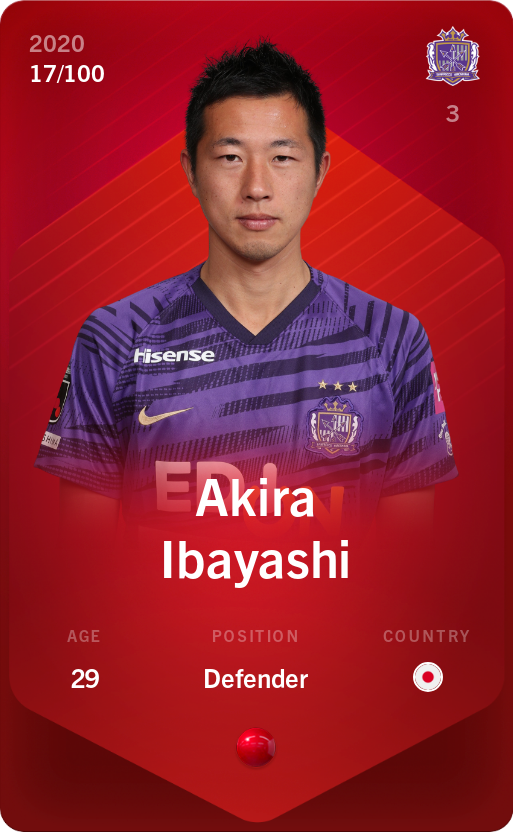 Sorare - Sorare Official - Akira Ibayashi 2020-21 • Rare 17/100 - NFT # 98626945555092057746722282346802264893704066726924535543612425270773662443336