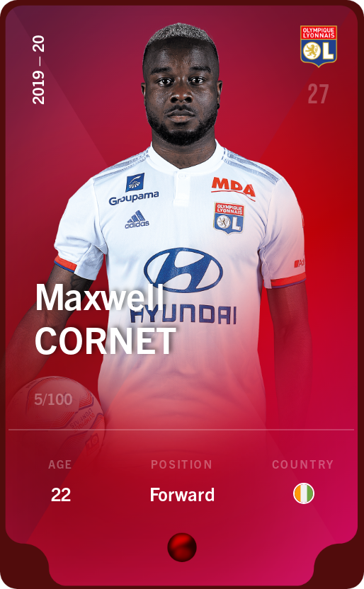 Sorare - Sorare Official - Maxwell Cornet 2019-20 • Rare 5/100 - NFT # 65996605540908136656697300401906690127622451625336753254812582753661239518162