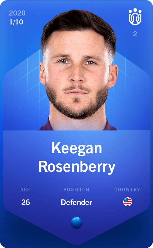 Sorare - Sorare Official - Keegan Rosenberry 2020-21 • Super Rare 1/10 - NFT # 59682951890422173874493331384714700966545859744292632276446753311243684043876