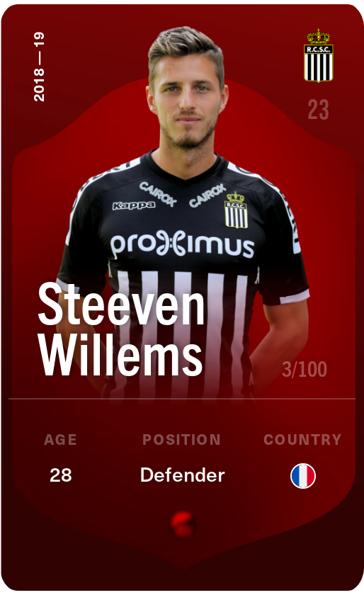 Sorare - Sorare Official - Steeven Willems 2018-19 • Rare 3/100 - NFT # 7330706426247000337839689215395330049121285746371134539919384210276483864972