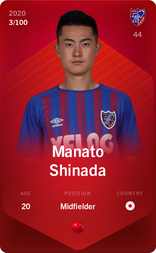 Sorare - Sorare Official - Manato Shinada 2020-21 • Rare 3/100 - NFT # 95167577078938706922652472261439010227706235806952603448133140932754035132584