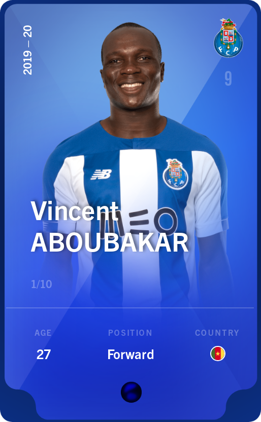 Sorare - Sorare Official - Vincent Aboubakar 2019-20 • Super Rare 1/10 - NFT # 7330699956376374580454752475987415040715164042787715271589030684129210028853