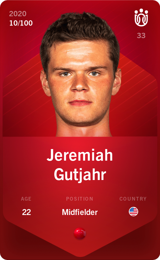 Sorare - Sorare Official - Jeremiah Gutjahr 2020-21 • Rare 10/100 - NFT # 107400651720819734917829648476232118003413670311749105276745857634372654401331