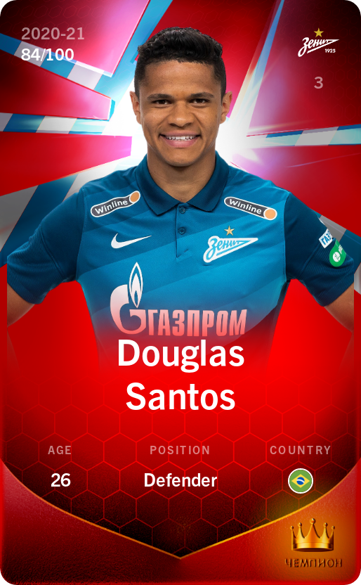Sorare - Sorare Official - Douglas Santos 2020-21 • Rare 84/100 - NFT # 54517088248388796276266326434071584968087855317350706180131555534744277995501
