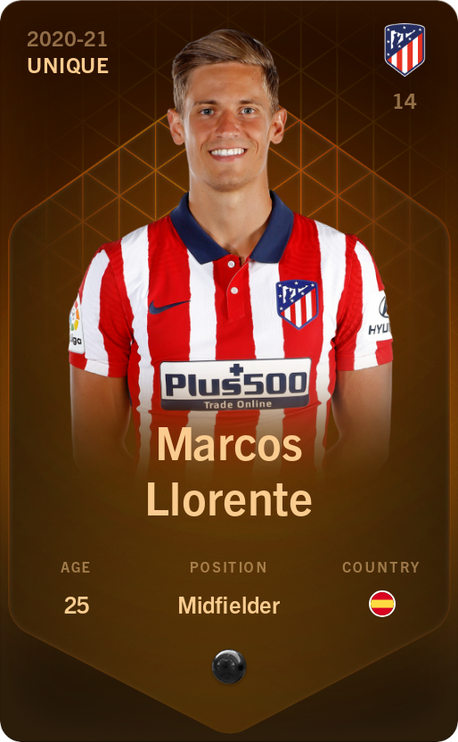 Sorare - Sorare Official - Marcos Llorente 2020-21 • Unique - NFT # 77827569482376833919852560256810686971689429651762511391337296982401593106800