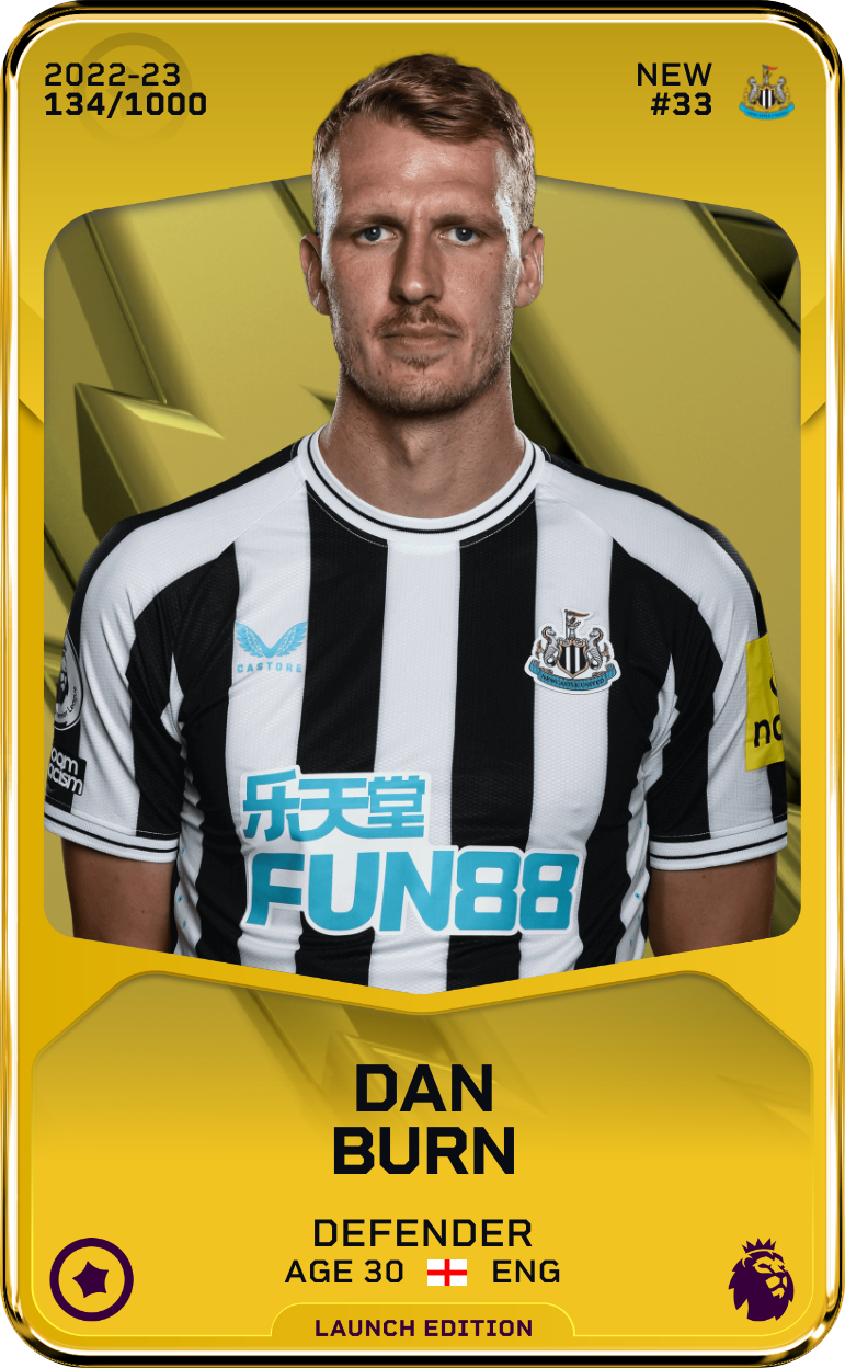 Sorare - Sorare Official - Dan Burn 2022-23 • Limited 134/1000 - NFT # 26603834435680002898283501702165921996439894726242059623952175152274516527985