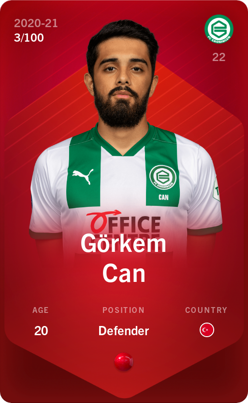 Sorare - Sorare Official - Görkem Can 2020-21 • Rare 3/100 - NFT # 52603945795304456205030006992038994523645085504916284544919155456736332068895