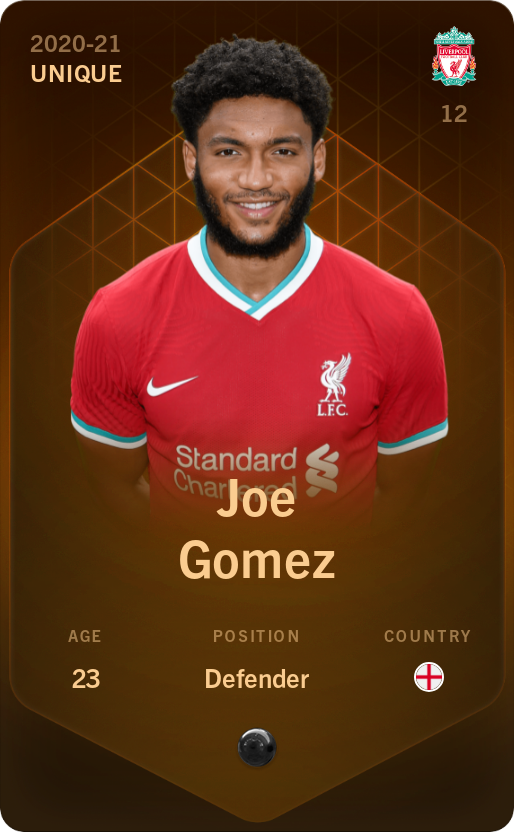 Sorare - Sorare Official - Joe Gomez 2020-21 • Unique - NFT # 25643176306096261663563651855434427710998376062012275101341567568095188205464