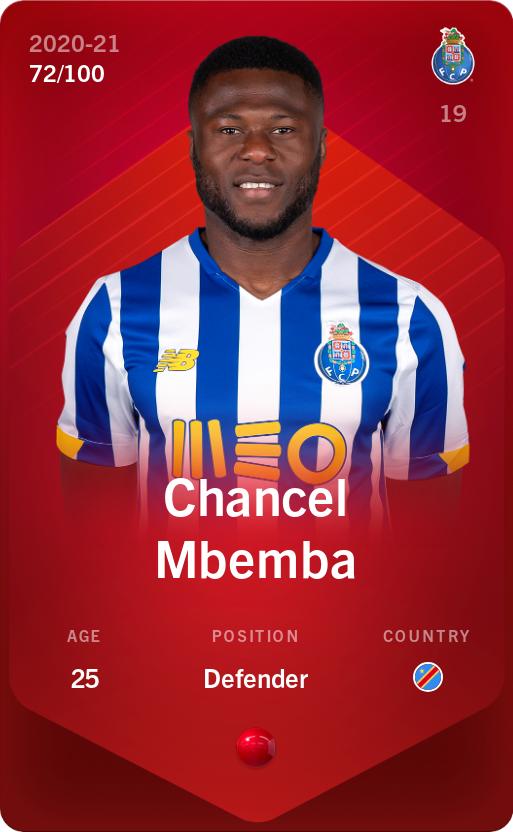 Sorare - Sorare Official - Chancel Mbemba 2020-21 • Rare 72/100 - NFT # 76465401412556725079827559978083824184771180001140166179116525473917942829190