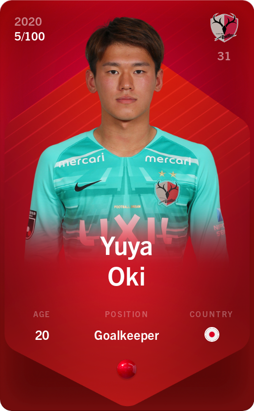 Sorare - Sorare Official - Yuya Oki 2020-21 • Rare 5/100 - NFT # 100148631747118168452114779868912299305790468522263211026607262483216220238571