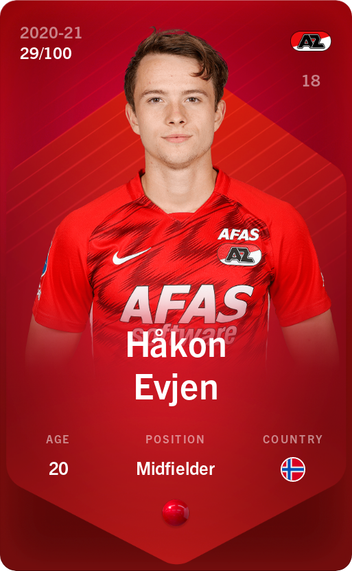 Sorare - Sorare Official - Håkon Evjen 2020-21 • Rare 29/100 - NFT # 62442628313288126760659748352320060706601136767093773006516344032331646893092