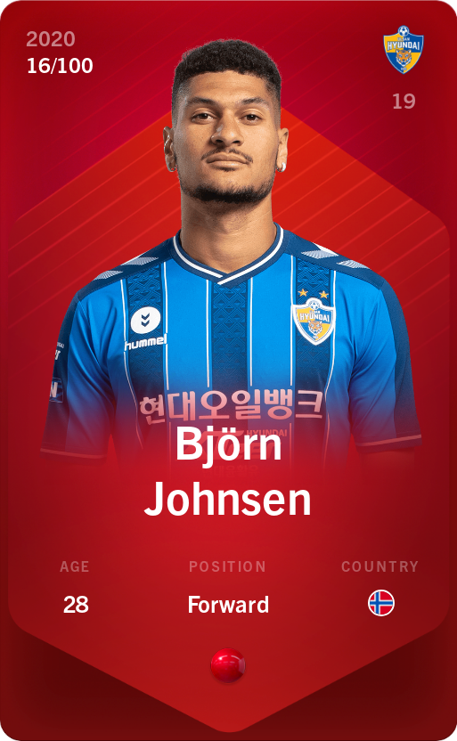 Sorare - Sorare Official - Björn Johnsen 2020-21 • Rare 16/100 - NFT # 110523352332665468628672798472361883977860033211700510655018674235017481781309