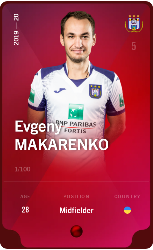Sorare - Sorare Official - Evgeny Makarenko 2019-20 • Rare 1/100 - NFT # 63929612865358773747334072118769639782963745647040548428628593618113252236566
