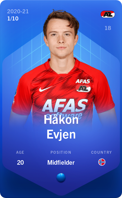 Sorare - Sorare Official - Håkon Evjen 2020-21 • Super Rare 1/10 - NFT # 70052179799854684244872100382197818839697736919538729543418143803884527327175