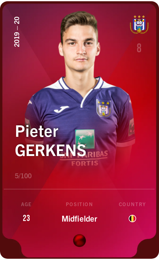 Sorare - Sorare Official - Pieter Gerkens 2019-20 • Rare 5/100 - NFT # 106483391246848902218744584397246764008358470623928661906540365041496698981071