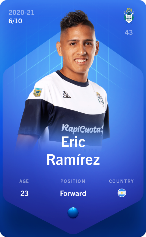 Sorare - Sorare Official - Eric Ramírez 2020-21 • Super Rare 6/10 - NFT # 109517397566145928014029793363719264879121832044140160782236141435687297243104