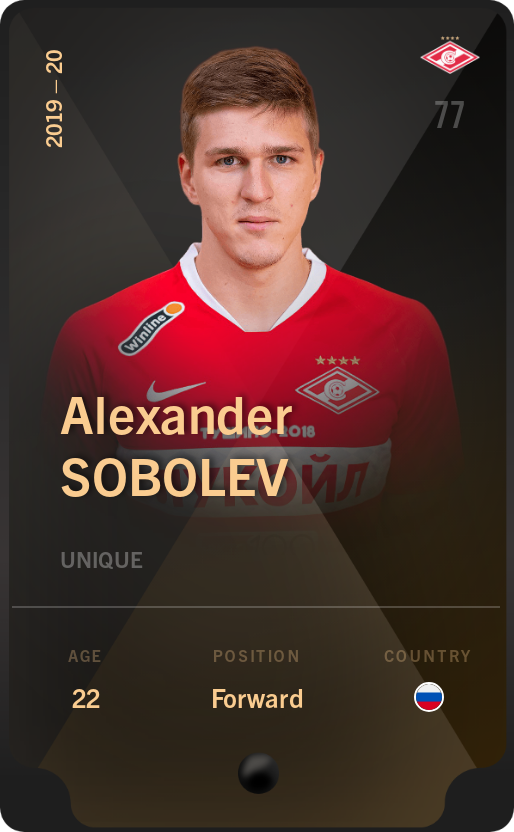 Sorare - Sorare Official - Alexander Sobolev 2019-20 • Unique - NFT # 19096059051276410935604343636135812655661739216605191618098750155305994216932