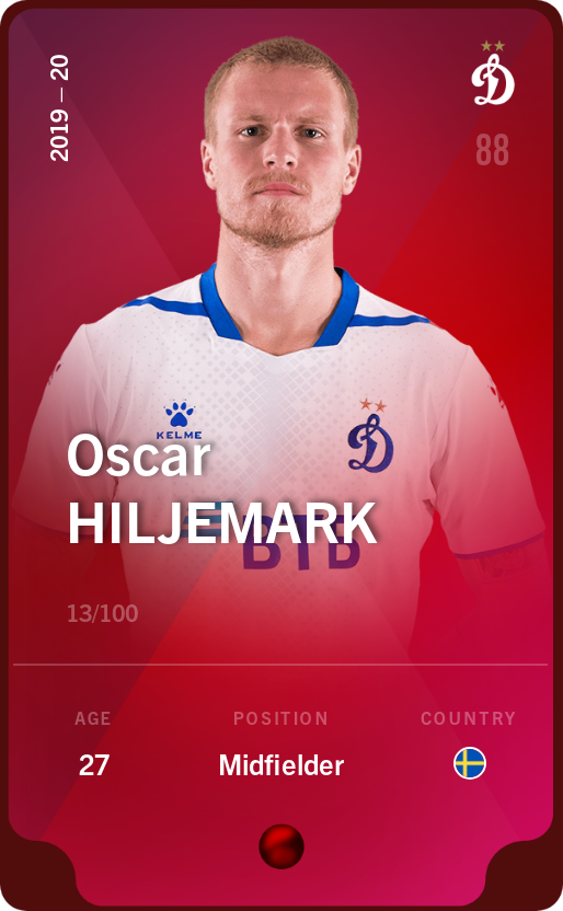 Sorare - Sorare Official - Oscar Hiljemark 2019-20 • Rare 13/100 - NFT # 102524410250749180814318437946309142732120275746098337376842921292366268895975