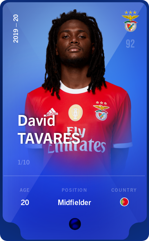 Sorare - Sorare Official - David Tavares 2019-20 • Super Rare 1/10 - NFT # 87632858233942527122993188526493235108456613749045304010079036807655913447385