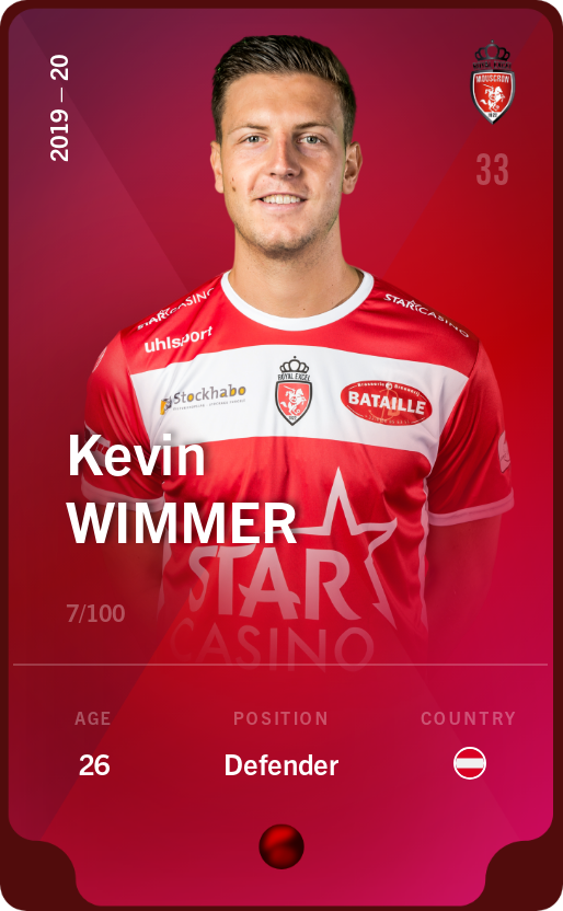 Sorare - Sorare Official - Kevin Wimmer 2019-20 • Rare 7/100 - NFT # 50249773271251986739847026386668889095318243467365974598889556246746540077377
