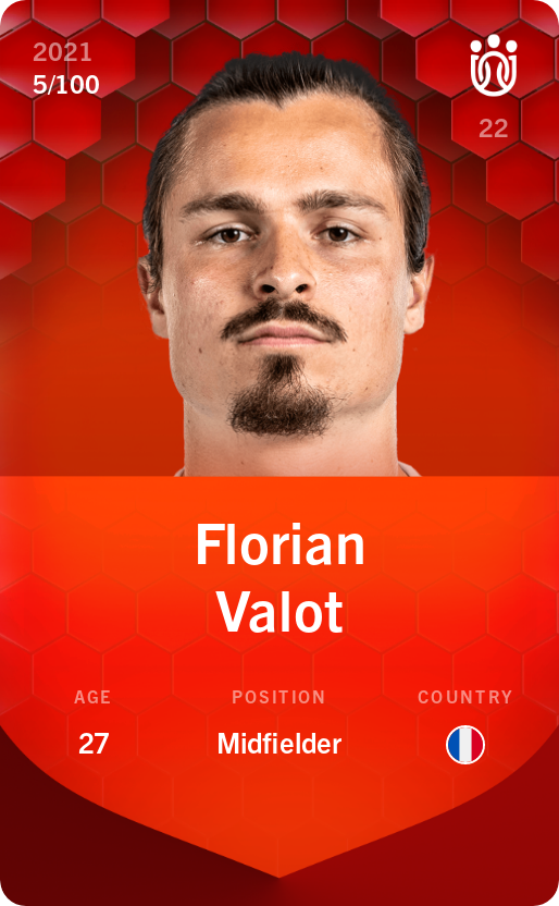 Sorare - Sorare Official - Florian Valot 2021-22 • Rare 5/100 - NFT # 46074377356864551201719635244836452145856171806044060163428215868408564413266