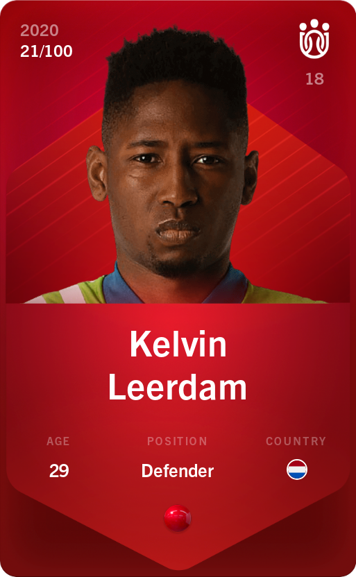 Sorare - Sorare Official - Kelvin Leerdam 2020-21 • Rare 21/100 - NFT # 14122192242432023967627920728015241699306981400520717504774029022815450975368