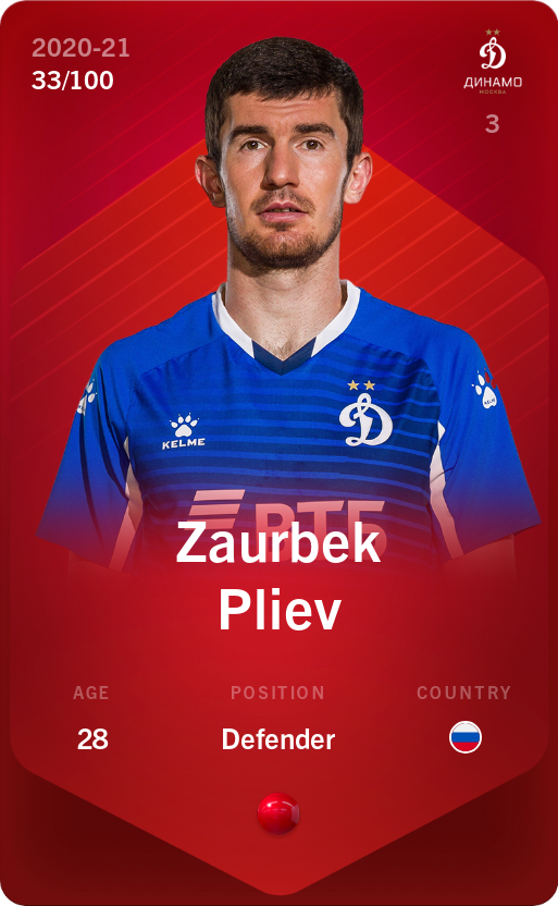 Sorare - Sorare Official - Zaurbek Pliev 2020-21 • Rare 33/100 - NFT # 80252777902367936226575854011064801032952201839955010290378122484874319741178