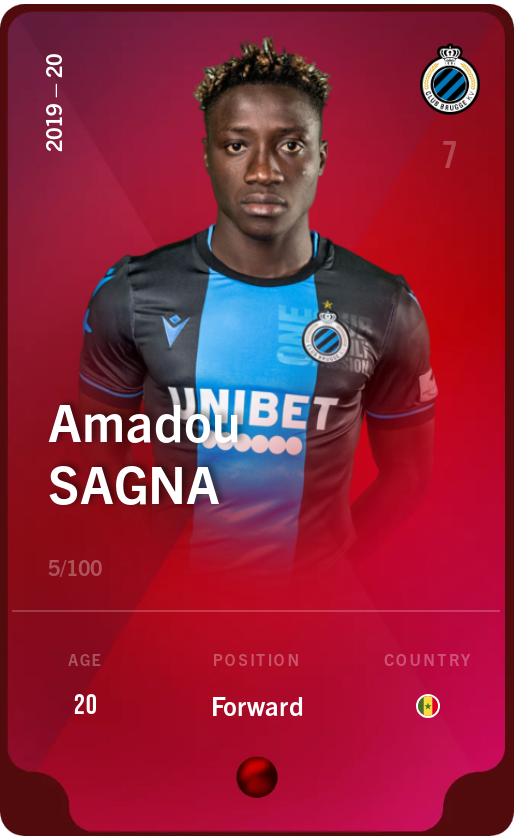 Sorare - Sorare Official - Amadou Sagna 2019-20 • Rare 5/100 - NFT # 1577126139369214878245020993165346516547829006920532303659352803280663727207