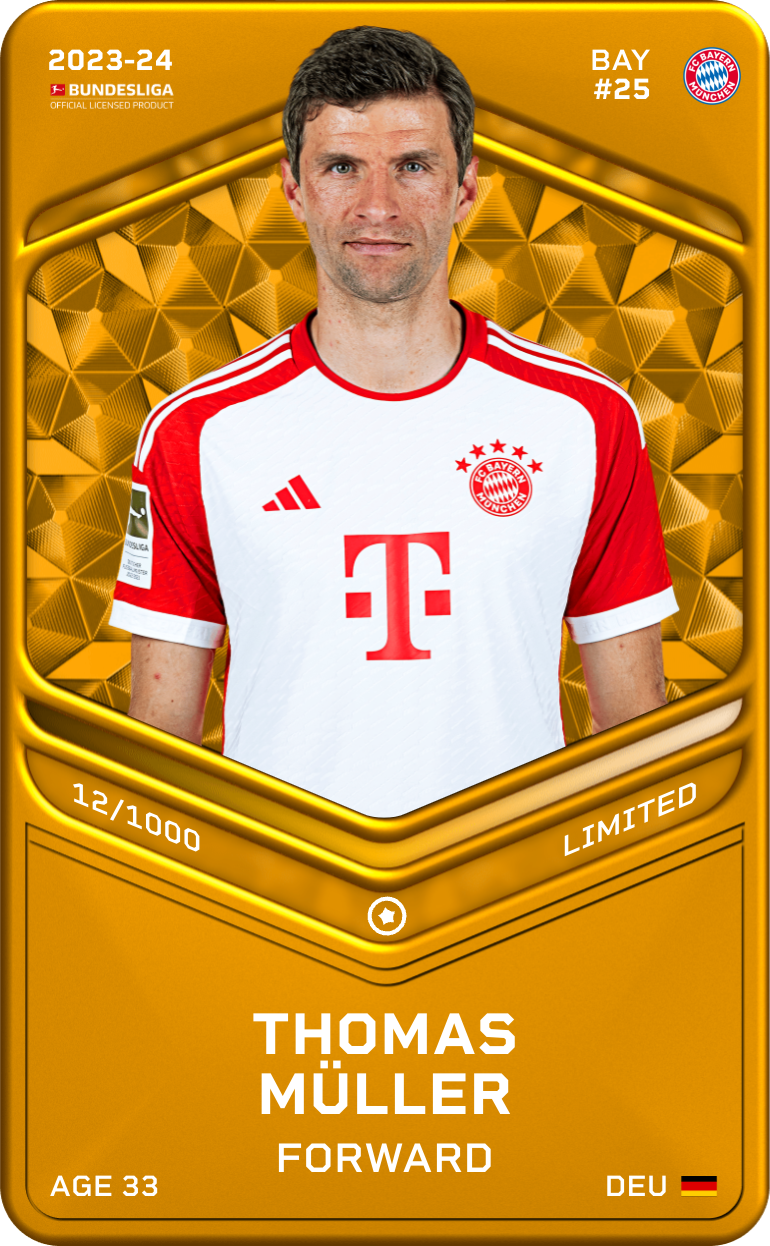 Sorare - Sorare Official - Thomas Müller 2023-24 • Limited 12/1000 - NFT # 48020623493652239012455850840332969899248505989124294428434862638508270903311