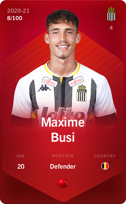 Sorare - Sorare Official - Maxime Busi 2020-21 • Rare 8/100 - NFT # 23417309893745707154959936924936205993720079941704403603216801135795368517732