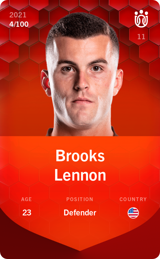 Sorare - Sorare Official - Brooks Lennon 2021-22 • Rare 4/100 - NFT # 29263510418117151222146664191916454205302412049172696620287087532468519029093