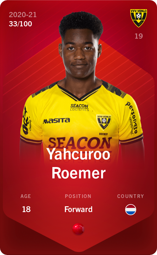 Sorare - Sorare Official - Yahcuroo Roemer 2020-21 • Rare 33/100 - NFT # 88122516505161789480735494271635949607464527927415604707358611749952286547498