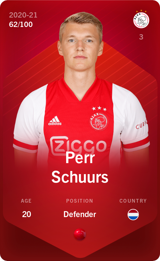 Sorare - Sorare Official - Perr Schuurs 2020-21 • Rare 62/100 - NFT # 8552000584731256556511920933164591162520069697567135666702000639619640628179