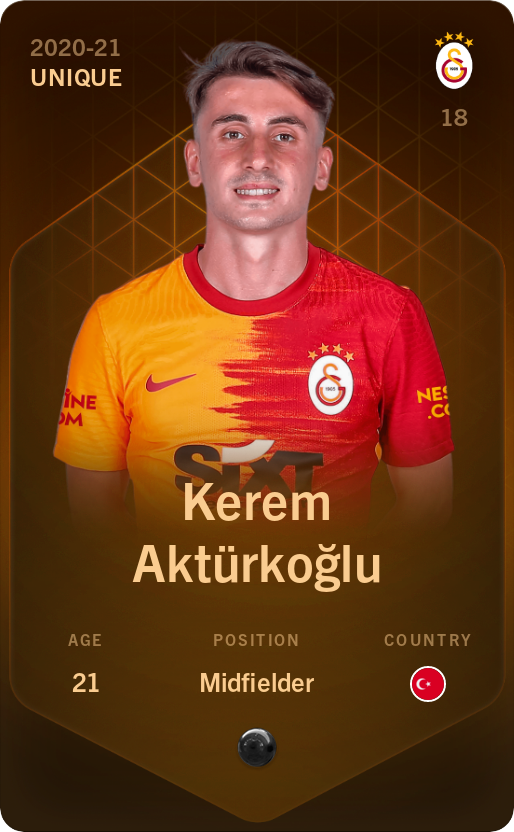 Sorare - Sorare Official - Kerem Aktürkoğlu 2020-21 • Unique - NFT # 70058930267073946174739485614675543372442610772678903901203478457195868808097