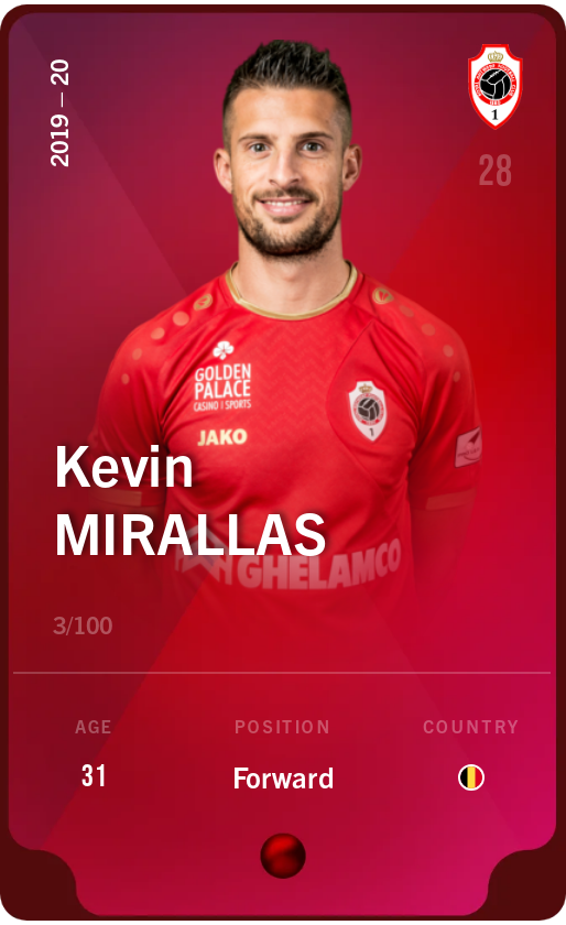 Sorare - Sorare Official - Kevin Mirallas 2019-20 • Rare 3/100 - NFT # 81774861448194897519528936207011414282212177183672221438278587442407563398233