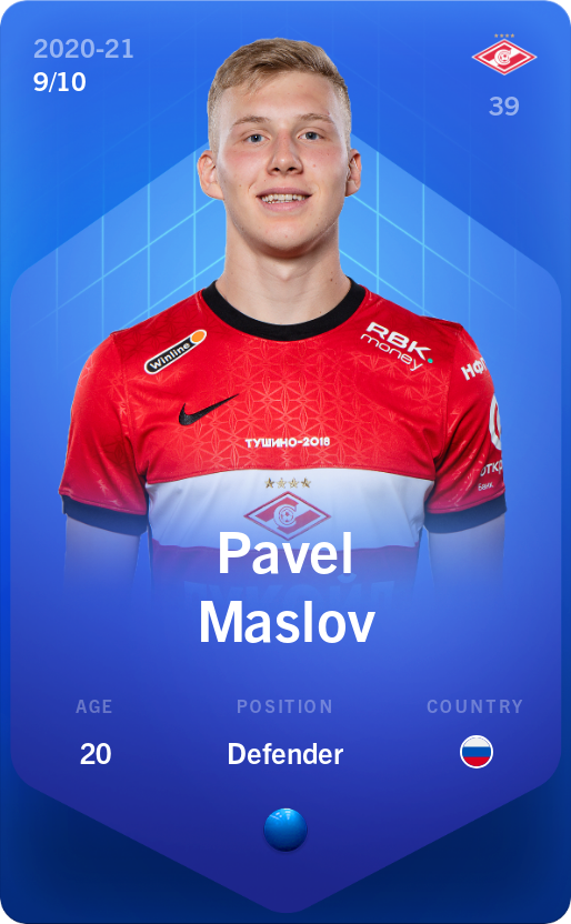 Sorare - Sorare Official - Pavel Maslov 2020-21 • Super Rare 9/10 - NFT # 3124391948393336054867278250695194463319122613385881727512217348149806220396