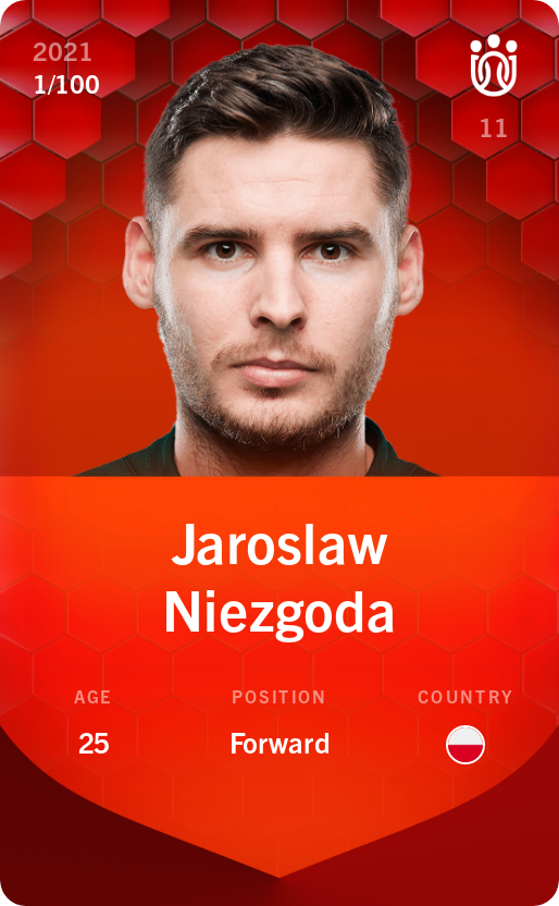 Sorare - Sorare Official - Jaroslaw Niezgoda 2021-22 • Rare 1/100 - NFT # 83580871024506380642756824085940859096488066493894998808972142704371045792081