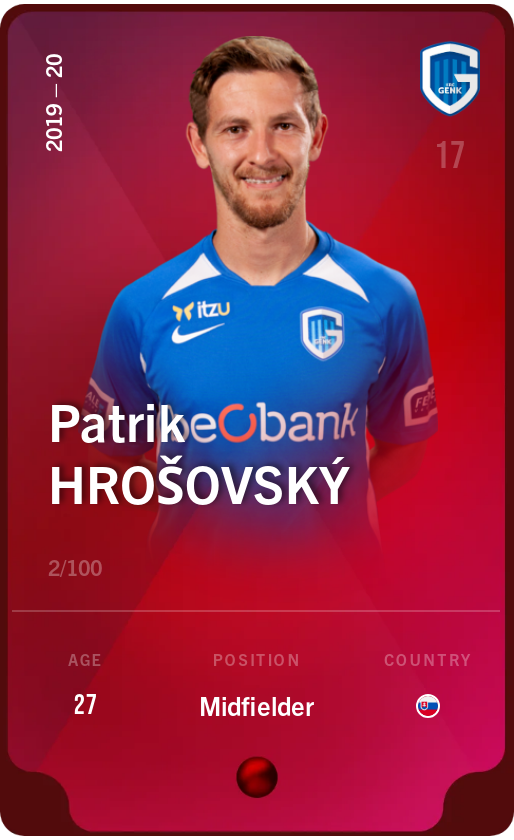Sorare - Sorare Official - Patrik Hrošovský 2019-20 • Rare 2/100 - NFT # 73100711173932989854606861907821675614511586430828714265545834777968430715570