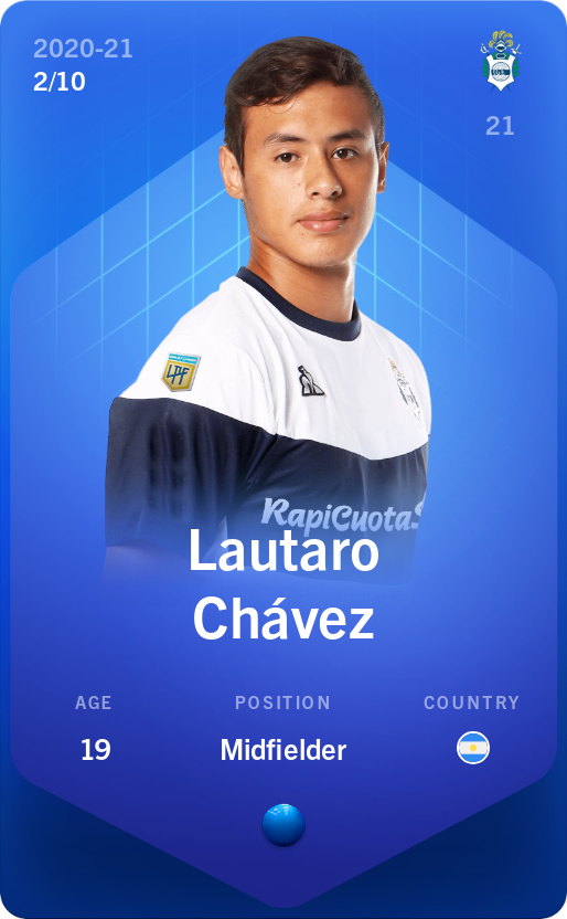 Sorare - Sorare Official - Lautaro Chávez 2020-21 • Super Rare 2/10 - NFT # 45343783501358545173080429844298665211313947153910624219920730917315566492916