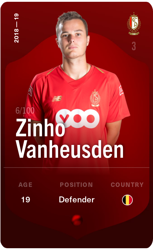 Sorare - Sorare Official - Zinho Vanheusden 2018-19 • Rare 6/100 - NFT # 87723006570118198493017987769842204088997563135493030733518949572269021258044