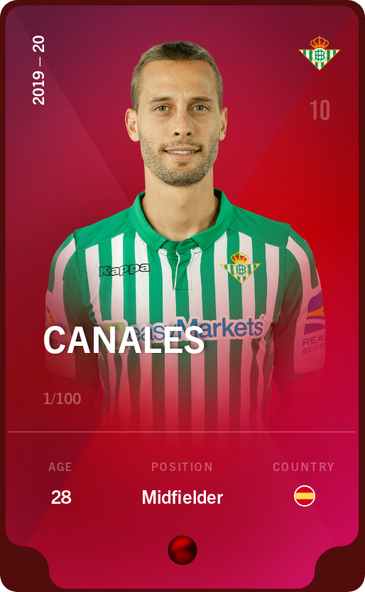Sorare - Sorare Official - Canales 2019-20 • Rare 1/100 - NFT # 72813325845917381443508534096936419174044050831931769159739642070125023422425