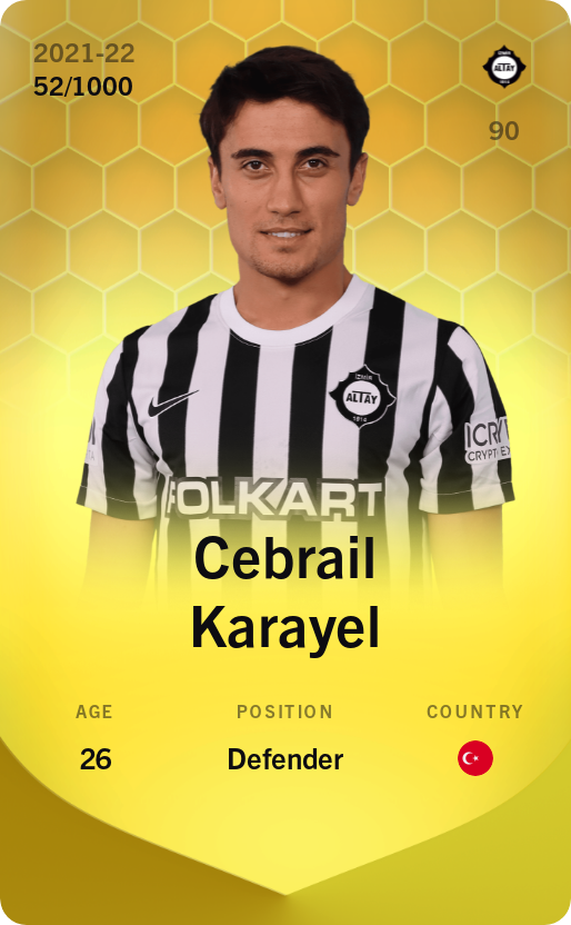 Sorare - Sorare Official - Cebrail Karayel 2021-22 • Limited 52/1000 - NFT # 65530518763501482223261399319927865737107163632770482847288293602574437552670