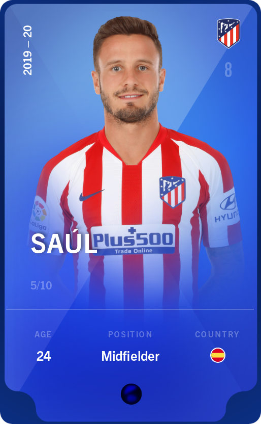 Sorare - Sorare Official - Saúl 2019-20 • Super Rare 5/10 - NFT # 43408425898882989085778664284735471003270324500466015928268378326418208741064