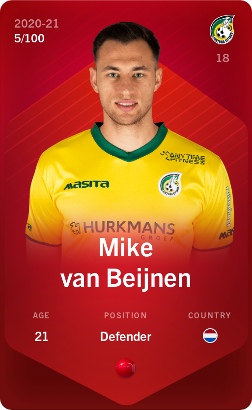 Sorare - Sorare Official - Mike van Beijnen 2020-21 • Rare 5/100 - NFT # 88023213156454124950618870392809725635990502293340522056722426760138469976023