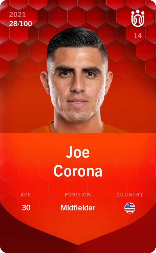 Sorare - Sorare Official - Joe Corona 2021-22 • Rare 28/100 - NFT # 12602191056894426970848775806210493756694061099046429139958719414138186093333