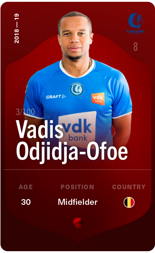 Sorare - Sorare Official - Vadis Odjidja-Ofoe 2018-19 • Rare 3/100 - NFT # 58451252598259374150394503535728195265053719236547983773758684069935503200850