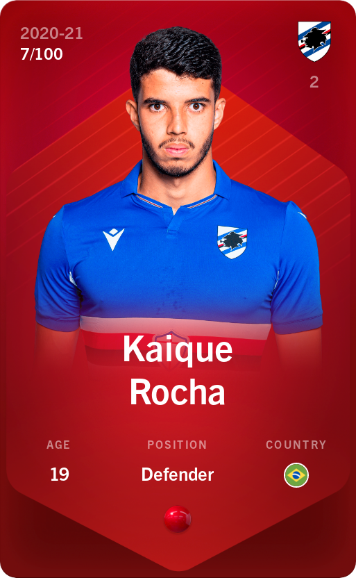 Sorare - Sorare Official - Kaique Rocha 2020-21 • Rare 7/100 - NFT # 94113456933253893002930885824406894811285958893911865684842300500355025834199