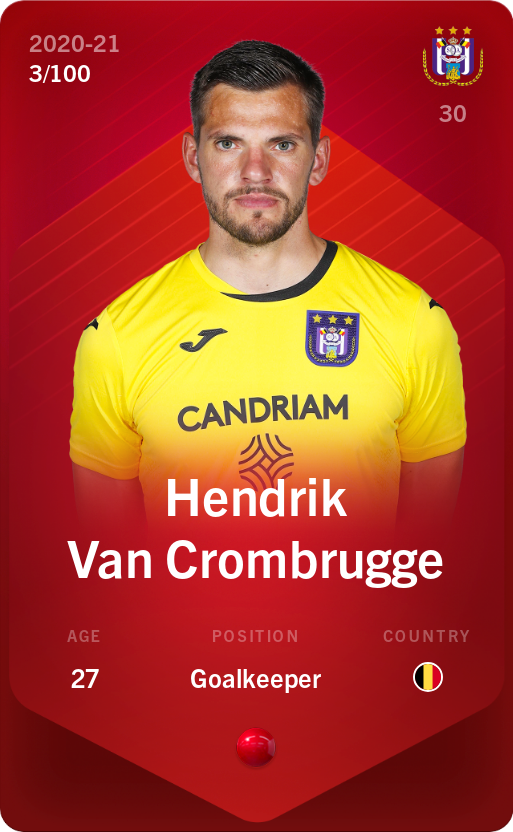 Sorare - Sorare Official - Hendrik Van Crombrugge 2020-21 • Rare 3/100 - NFT # 7791594699288109326705799768470975414298898845574305328949058228439755147588