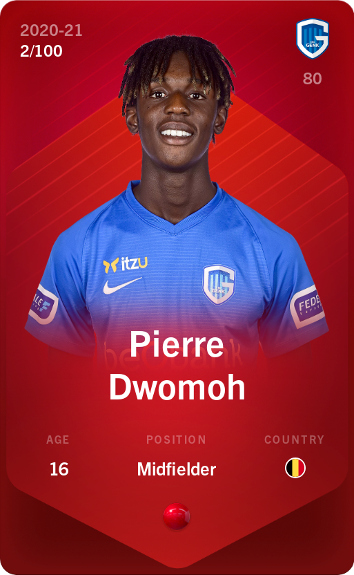 Sorare - Sorare Official - Pierre Dwomoh 2020-21 • Rare 2/100 - NFT # 40682870358531384060191684003352555528998524010965285007008585222144381825388