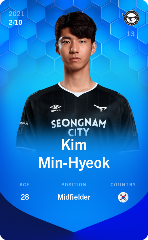 Sorare - Sorare Official - Kim Min-Hyeok 2021-22 • Super Rare 2/10 - NFT # 70310216974438673015099086996258453331213372399803280245257252786079059214369